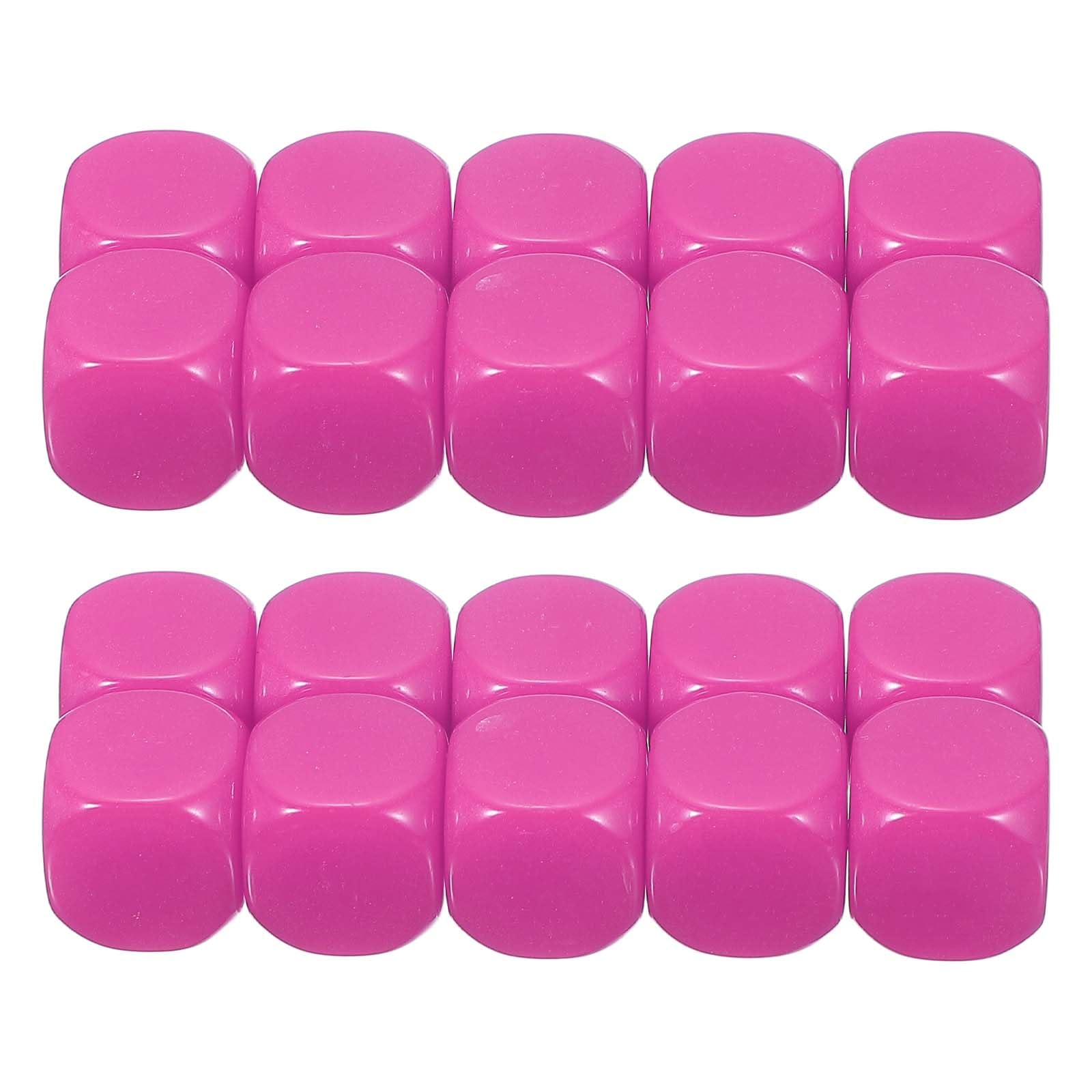 PATIKIL 16 mm Acrylic Dice Blank, 100 Pcs Standard Game Dice Rounded Corner with Smoothed Surface Six Sided for Board Games Teaching, Pink
