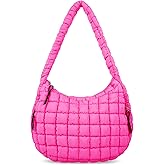 izuzta Quilted Puffer Tote Bag for Women Large Crossbody Bag Lightweight Nylon Puffy Quilted Carryall Hobo Puff Shoulder Bag