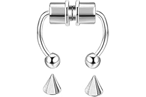 Shuiniba Magnetic Septum Nose Ring Horseshoe Fake Nose Ring Hoop Reusable Nose Ring Hoop Non-Piercing 316L Stainless Steel - 5 Pack