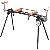 VEVOR Miter Saw Stand, 550lbs Load Capacity Steel Collapsible Stand for Miter Saw with One-piece Mounting Brackets Clamps, Ad