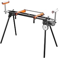 VEVOR Miter Saw Stand, 550lbs Load Capacity Steel Collapsible Stand for Miter Saw with One-piece Mounting Brackets Clamps, Ad
