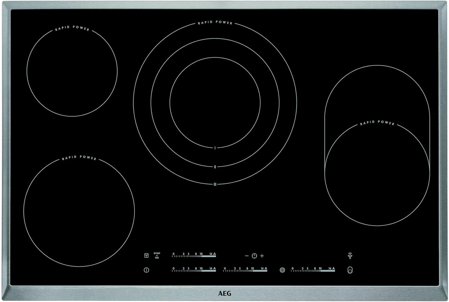 Aeg Hk854870xb Strahlungsbeheiztes Autarkes Elektro Kochfeld Glaskeramik Edelstahl Rahmen 80 Cm Breit Sensor Tasten Amazon Nl