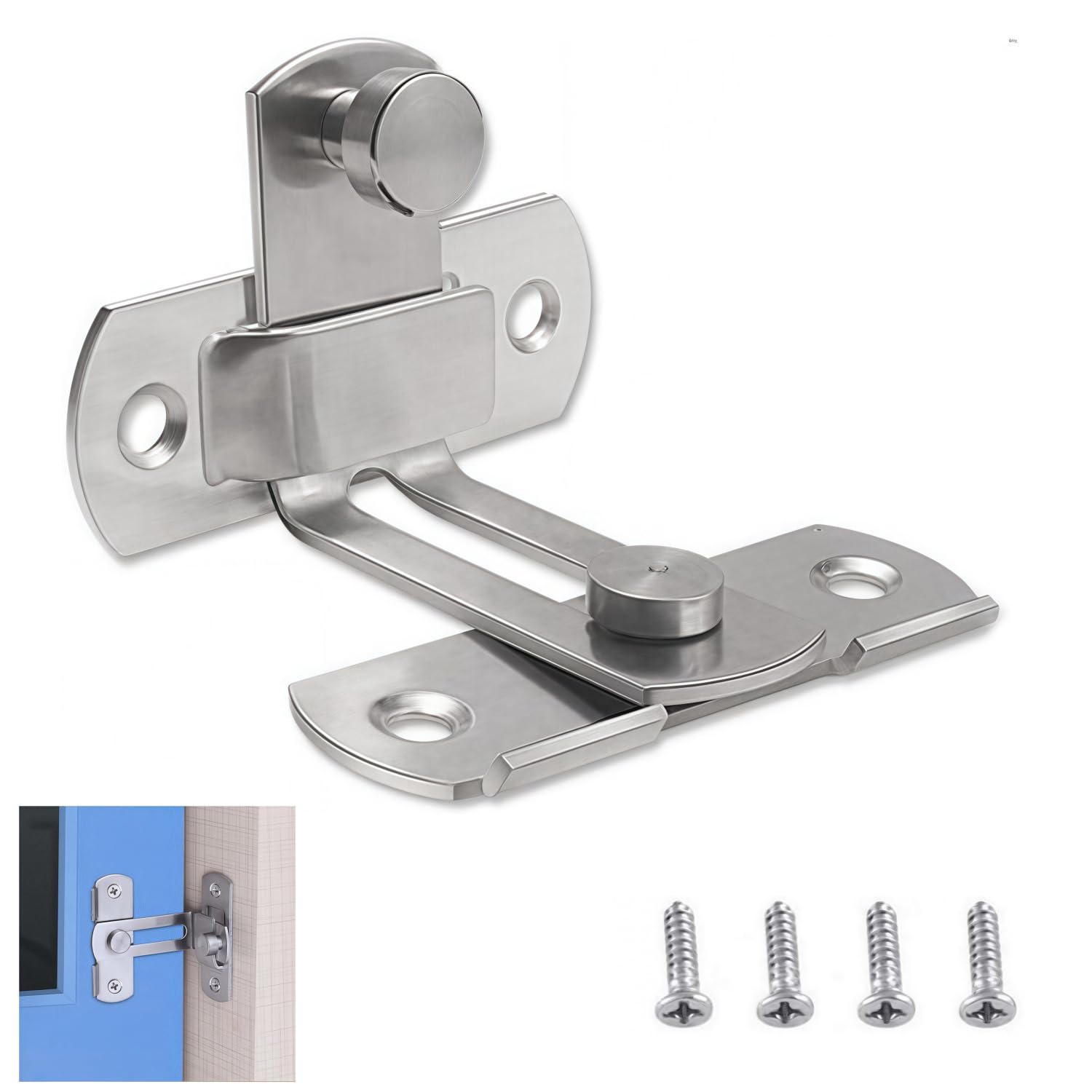Door Latch Gate 90 Degree Right Angle Hasp Latch Buckle Bolt Barn Sliding Lock Barrel Bolt with Screws for Toilet Doors and Windows