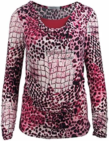 Maramita Long Sleeve Nursing Top with Cowl Neck for Easy Breastfeeding (Medium, Animal Print)