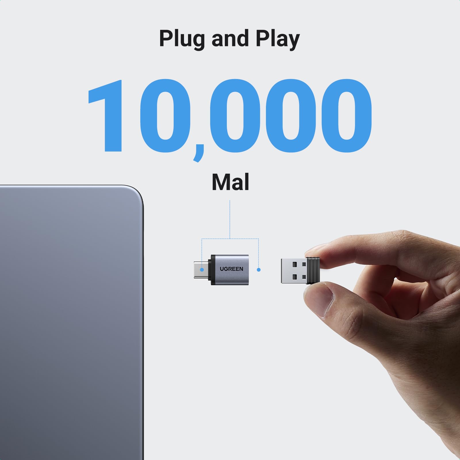 UGREEN USB C auf USB 3.2 Adapter 10Gbps OTG 2 Stück USB C Stecker auf A Buchse Adapter Kompatibel mit iPhone 17/16 Series MacBook Neo Pro Air iMac Galaxy Tab S9 S24 (Grau) 8