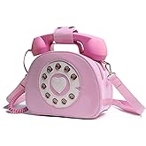 Oweisong Fun Telephone Purse for Women Novelty Pink Phone Tote Handbags Top Handle Shoulder Crossbdoy Bag