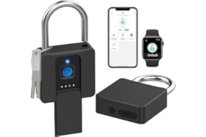 eLinkSmart Fingerprint Padlock, 1.38'' Smart Biometric Lock with Key Outdoor, Large Bluetooth Heavy Duty Waterproof Pad Lock with APP Unlock for Storage Locker Gate Fence Truck Gym Cabinet
