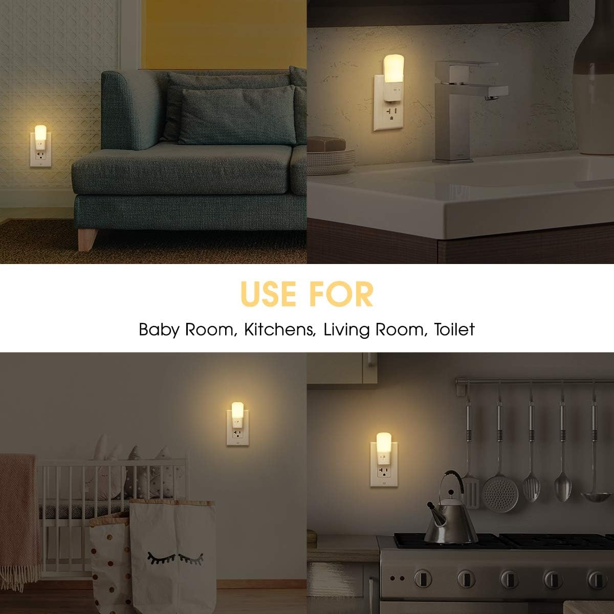 LOHAS Plug in Night Light, Dimmable LED Night Lights with Dusk to Dawn Sensor, Soft White 3000K Sleep Nightlight, Adjustable Brightness 5-80LM Mini Light for Nursery Kids Room Hallway Kitchen, 2 Pack: Home Improvement