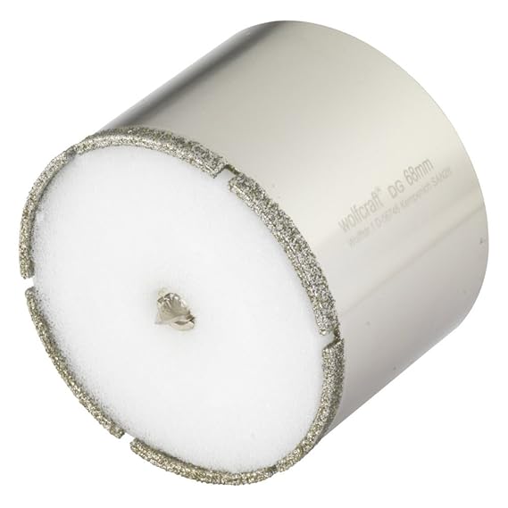 Wolfcraft 5931000 1 Diamant-Lochsäge Ceramic mit Schwamm, 10 mm Schaft Ø 68