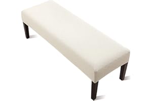 YISUN Jacquard Dining Bench Covers, Stretch Washable Removable Bench Slipcover, Rectangle Bench Seat Protector Cover for Dining Rooms, Living Rooms, Bedrooms, Kitchens (Beige)