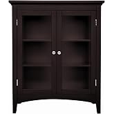 Teamson Home Madison Wooden Floor Cabinet with 2 Glass Doors, Espresso | 2 Glass Doors