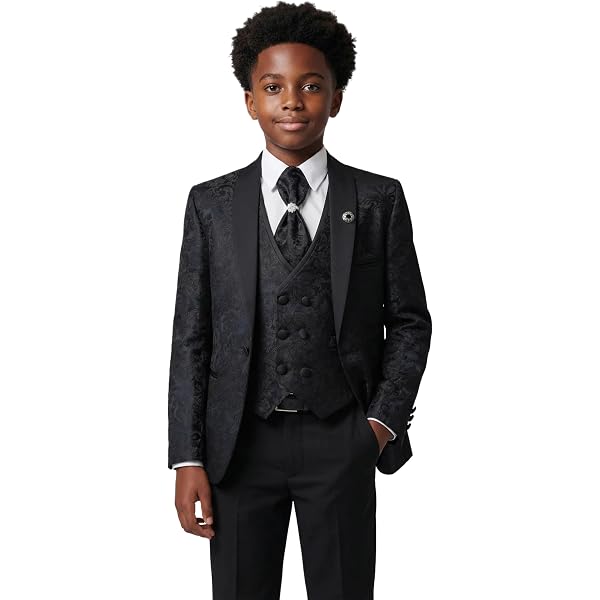 パーティーボーイページ Amazon.com: Boys Page Boy Slim Fit Wedding Dark Gray Suit 7 Piece