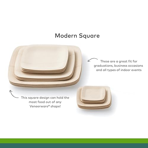 Bambu Pack of 250 Inch Disposable Bamboo Plates Square