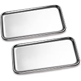 IMEEA 2 Pack Stainless Steel Tray 8"x4.6" Small Organizer Tray | 2 Pack Stainless Steel Tray | Multi-Purpose Small Organizer | Ideal for Home, Kitchen &amp; Desk Storage