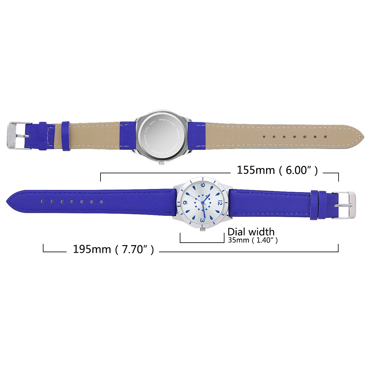 Abrray Quartz Watch Women Drop-shaped Blue Watch Zinc Alloy Case with Crystal Zircon Gem Rhinestone Chain Bracelet