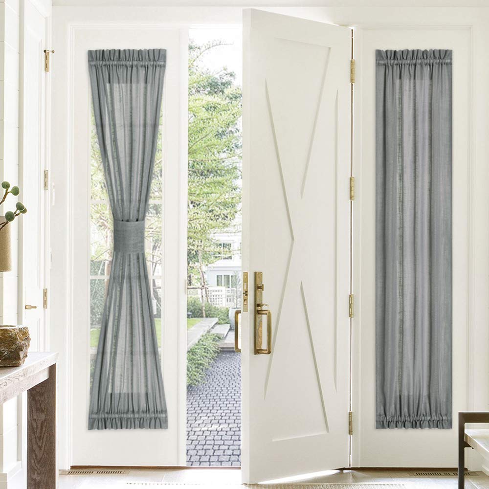 Pony Dance Sidelight Curtain Panel 30 Wide By 72 Long Dark Grey Linen Look Sheers Voile Door Window Blind For Metal Door Side Light French Front Entry Door 1 Piece Buy