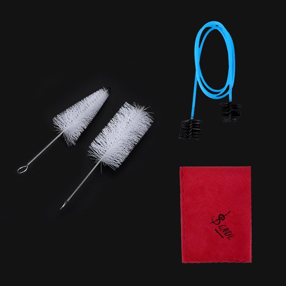 Drfeify Trumpet cleaning set, 4-piece trumpet cleaning brush set, mouthpiece brush Valve brush Flexible brush cleaning cloth