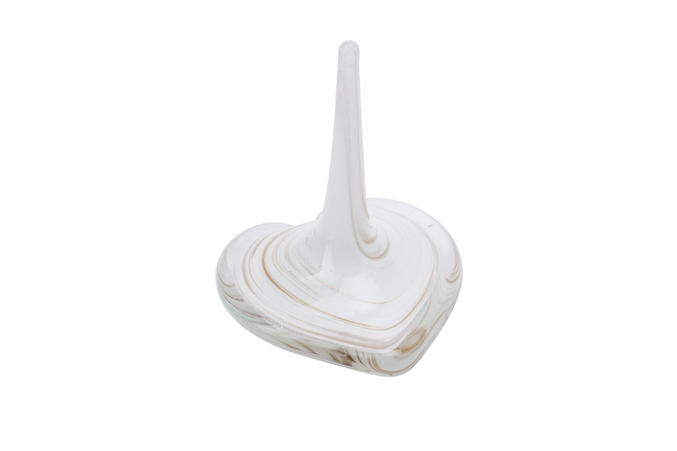 CGB Giftware White and Gold Heart Decorative Glass Ring Holder and Organiser | Valentines Birthday Christmas Wedding Mother's Day | Artisan Glass GB05234