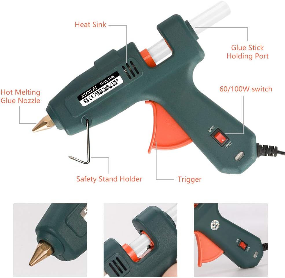 Hot Glue Gun, Powerful 60/100W Glue Gun Kit with 20PCS Glue Sticks, Perfect for DIY Project, Quick Repair, Arts and Crafts
