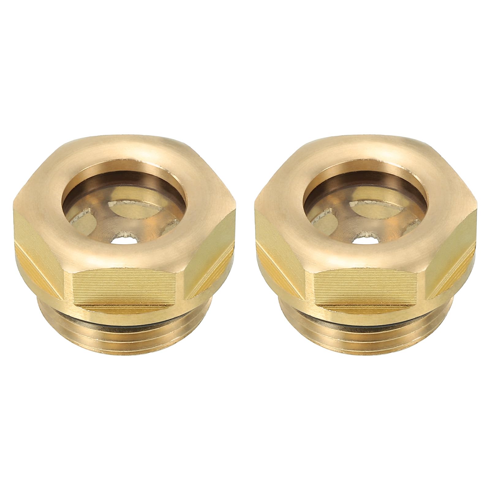 PATIKIL Air Compressor Oil Sight Glass, 2 Pack M22*1.5 Male Thread Brass Oil Liquid Level Gauge Air Compressor Parts with O-Ring