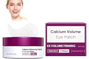 Calcium Volume Eye Patches for Under Eye Puffiness, Dark Circles, Fine Lines – 60 Hydrogel Eye Masks with Collagen & Hydrolyz