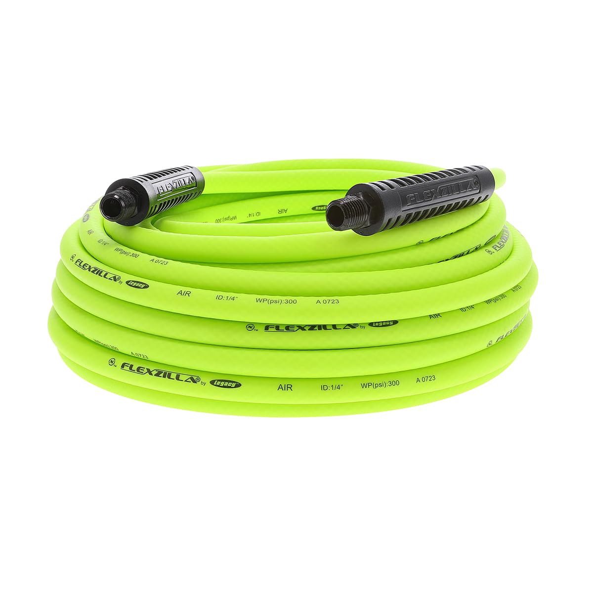 Photo 1 of Flexzilla Air Hose 1/4 in x 50', 1/4 in. MNPT Fittings, Heavy Duty, Lightweight, Hybrid, ZillaGreen - HFZ1450YW2