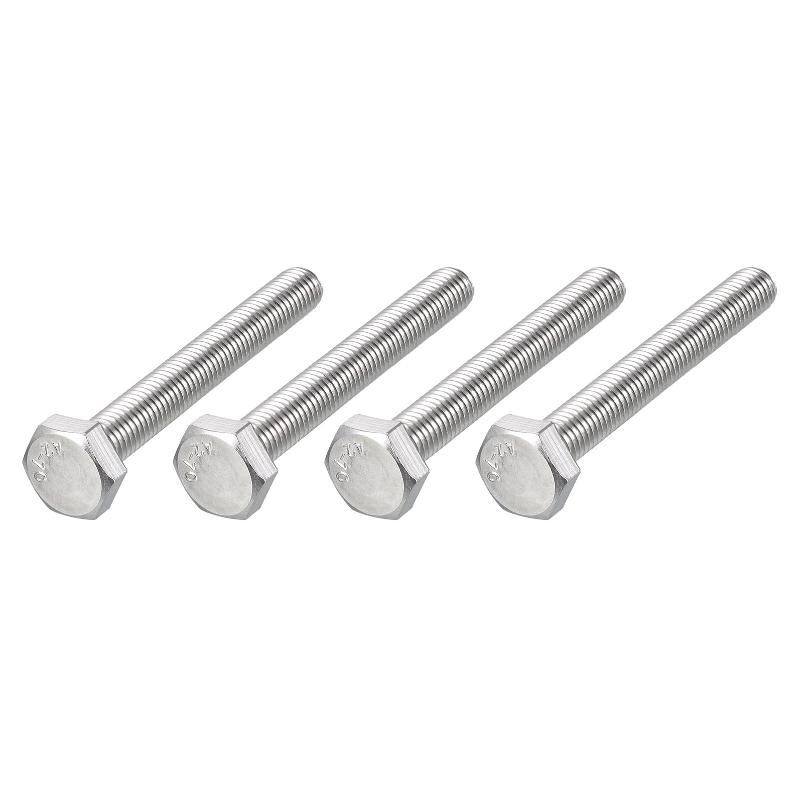 METALLIXITY Hex Bolts (M10-1.5x80mm) 4Pcs, 304 Stainless Steel Coarse Fully Threaded Hex Head Screw Bolt Machine Screws - for Furniture Repair, Silver — image 1