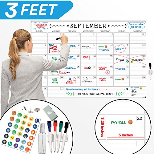 image for Lushleaf Designs Large Dry Erase Wall Calendar - 24