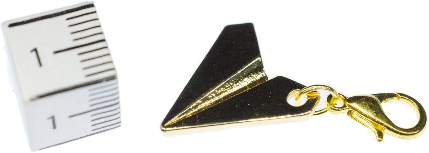 Miniblings Golden Paper Plane Airplane Charm Pendant Zipper Pull Origami Style, Multicolored, 27mm - Image 3
