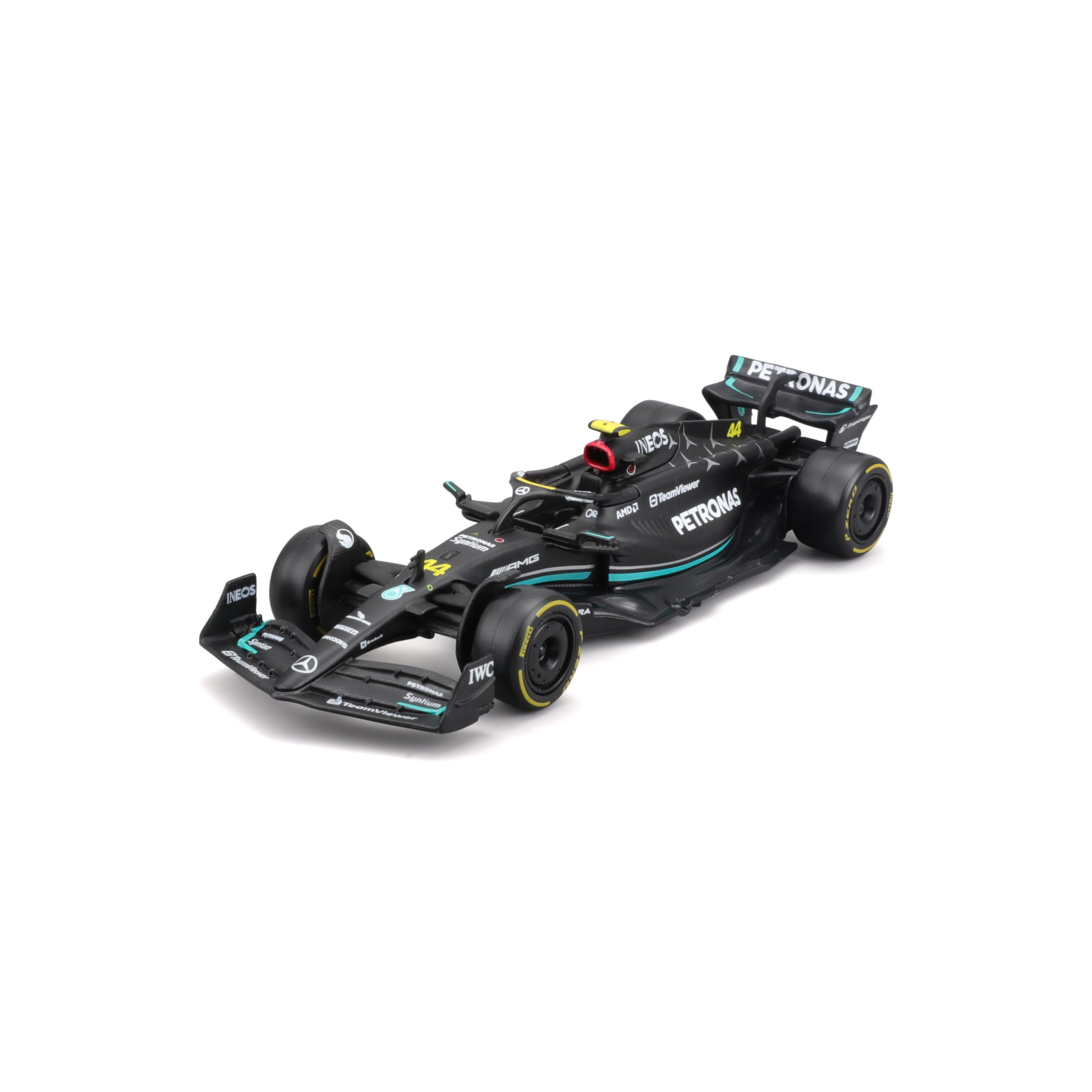 Bburago Formula 1 F1 MB W14 2023 (Hamilton) Race Car - 1:43 Scale - Incredibly Detailed Die-Cast Replica Collectible Model Vehicle, Black
