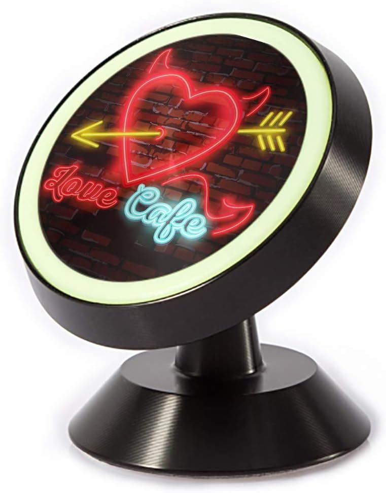 Tinmun Magnetic Phone Car Mount, Vintage Neon Diner Love Heart Universal Car Phone Holder for Dashboard