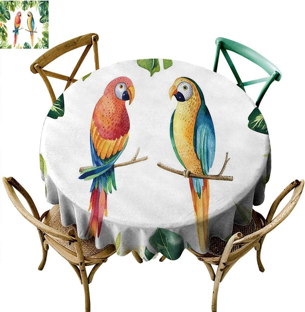 Amazing Parrot Decor Premium Polyester Tablecloth, Watercolor Tropical