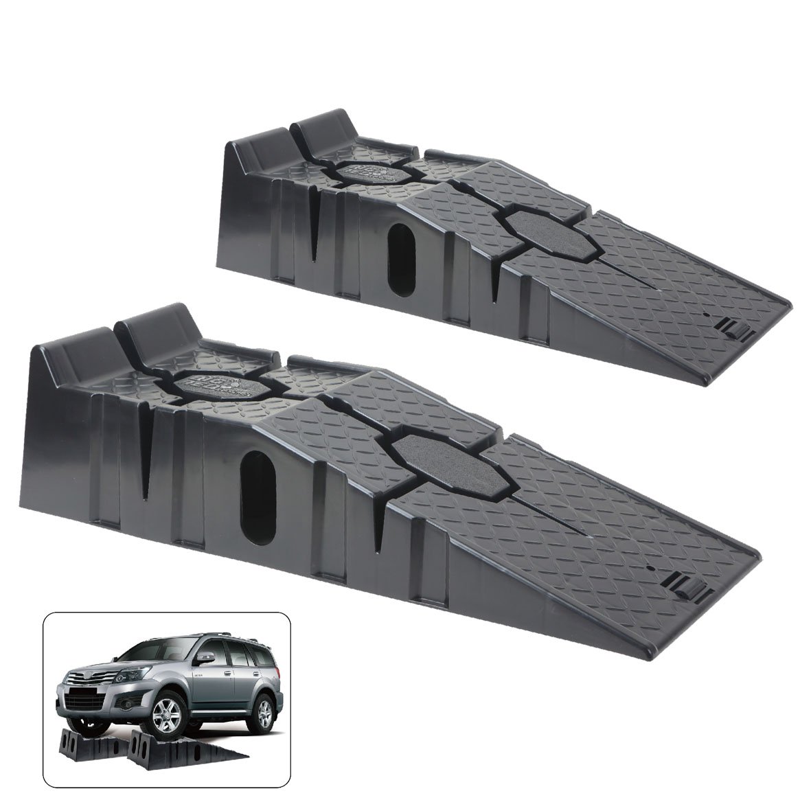 Wolf Heavy Duty Wide 2.5 Ton Car Ramp Set Moulded Set of 2 Suitable for