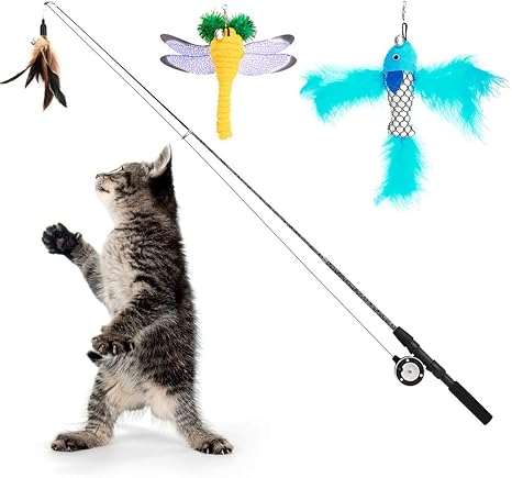 Pawaboo Plumeau De Jeu Pour Chat 3pcs Baguette Pour Chat Interactive Avec Plume Telescopique Avec Jouets Interchangeables Canne A Peche Baton Amusant Exercice Jouet Fil Chaser Amazon Fr Animalerie