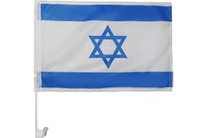 AZ FLAG - Israel Car Flag 18'' x 12'' - Israeli - Jewish Car Flags 30 x 45cm - Banner 18x12 INCHES Plastic Stick - Drapeau Is