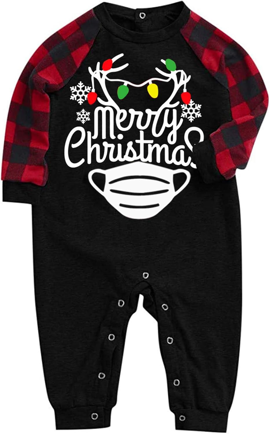 WUAI Merry Matching Pajamas Christmas Pajamas for Family Women Men Kids Baby Pjs Red Plaid Reindeer Xmas Loungewear at  Women’s Clothing store