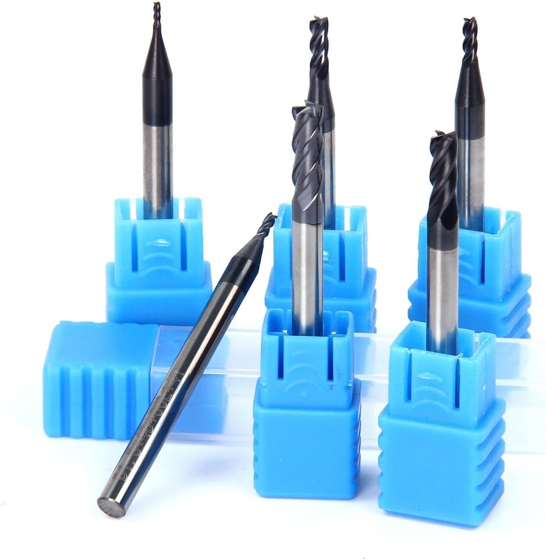 Latinaric 6pcs 1mm 1.5mm 2mm 2.5mm 3.5mm 4mm End Mill Cutters Drill Bits Tools Set 4 Flutes