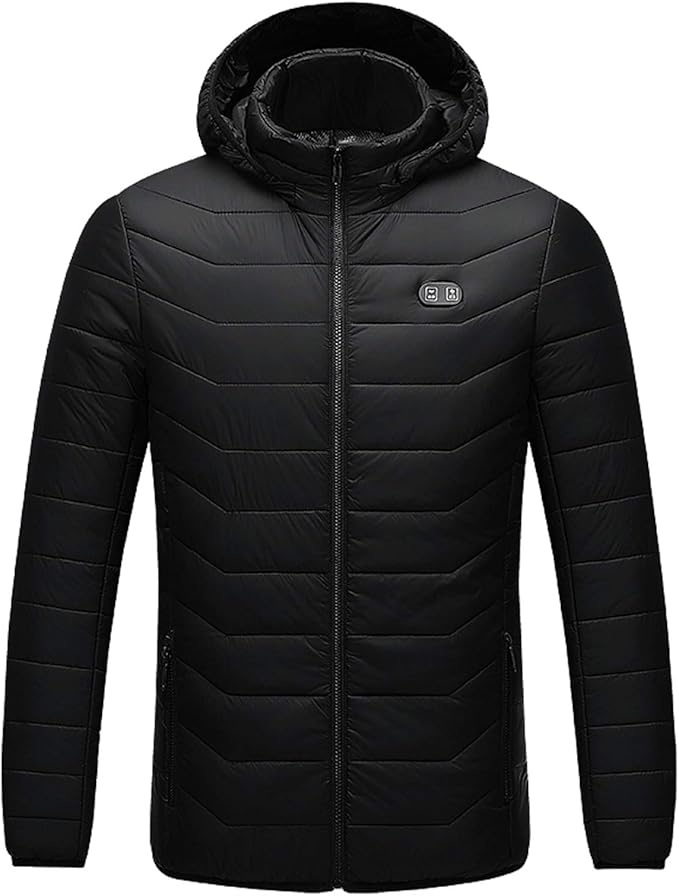 Men's Heating Down Jacket, Double Switch Heating Massage Hooded Heated