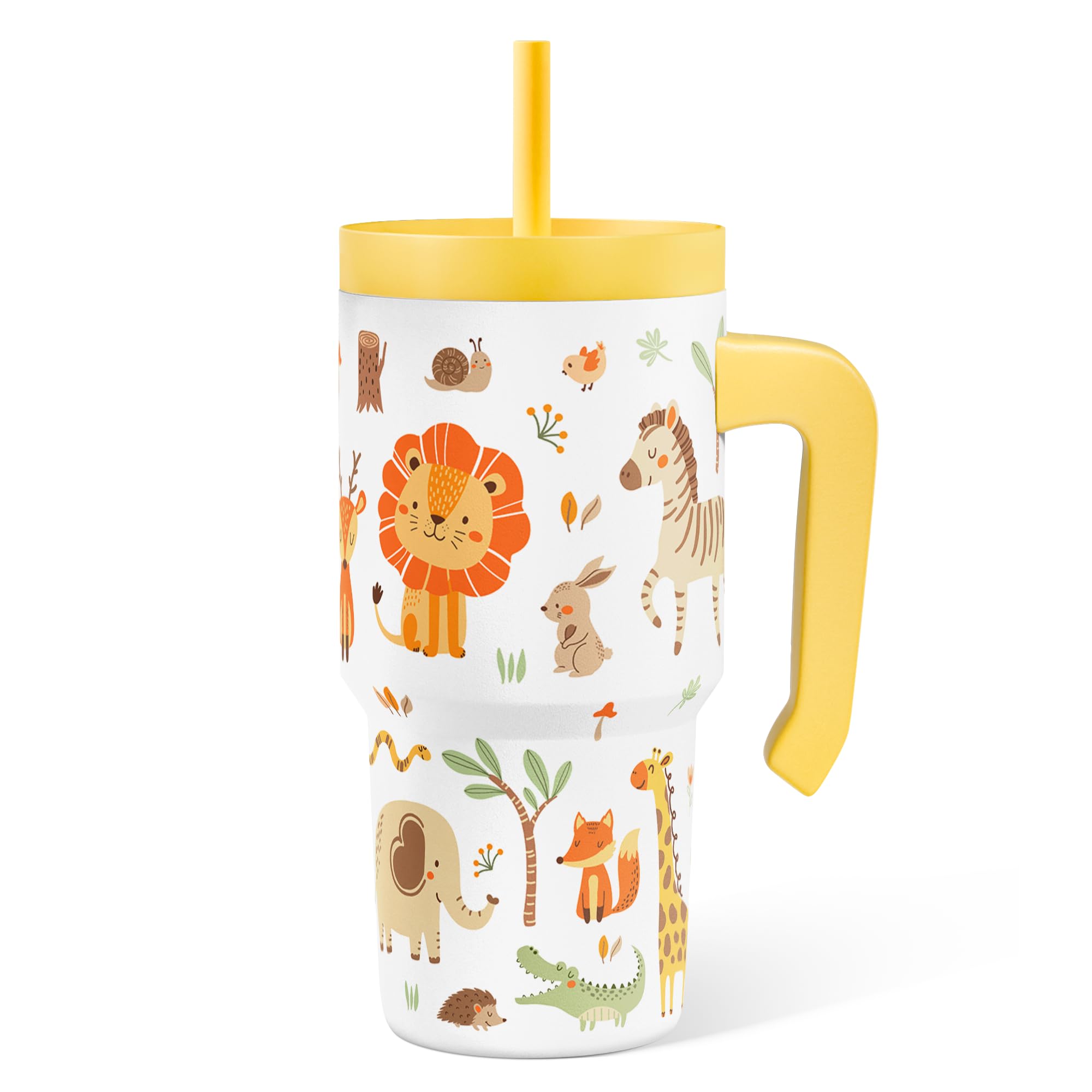 Photo 1 of Jungle Animal Tumbler 20oz with Handle and Silicone Straw Lid for Kid, Insulated Stainless Steel Cup, Gift for Kids Boys, Gifts Idea for Birthday Christmas Back to School