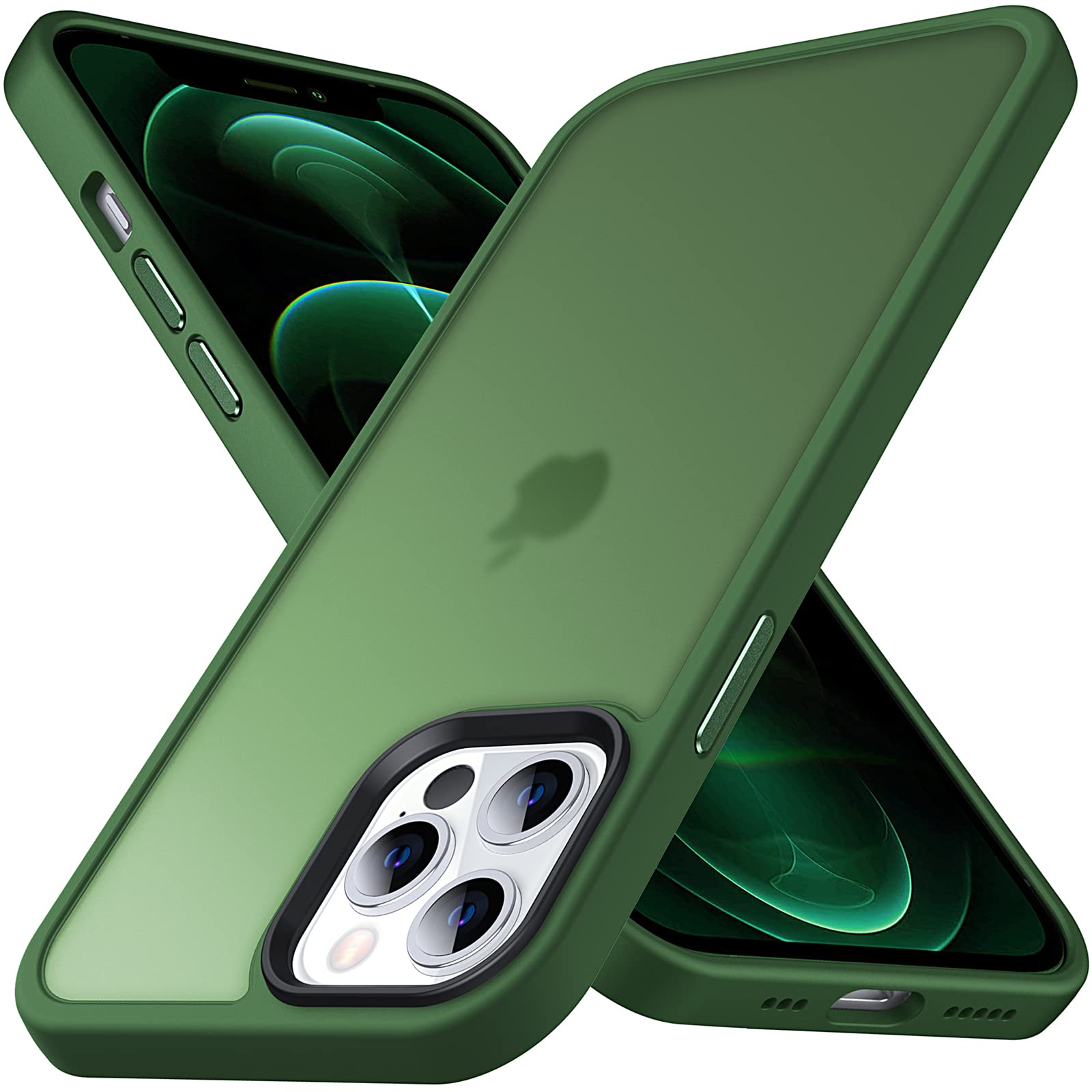 Anqrp Designed for iPhone 12 Pro Max Case, [Military Shockproof] Super Soft Silicone Slim Translucent Matte Protective Phone Cover, Compatible with iPhone 12 Pro Max 6.7", Green — image 1