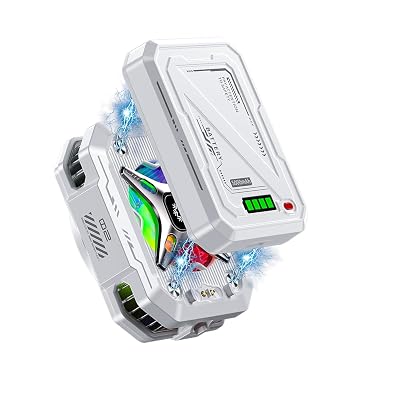 Magnetic Phone Cooler with Rechargeable Battery, LED Cooling Fan with Semiconductor Cooling,Phone Cooler with Power Display, Suitable for Phone Gaming Enthusiasts, Live Broadcast Crowd Network (white)