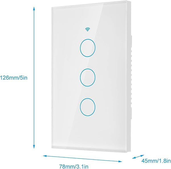 Yinhing Wi Fi Wandschalter Smart Switch Sprachsteuerungsschalter WiFi Touchscreen Schalter Single Circle for Home fr Alexa fr Google 3 Wege Wechselstrom 90 250 V Wei