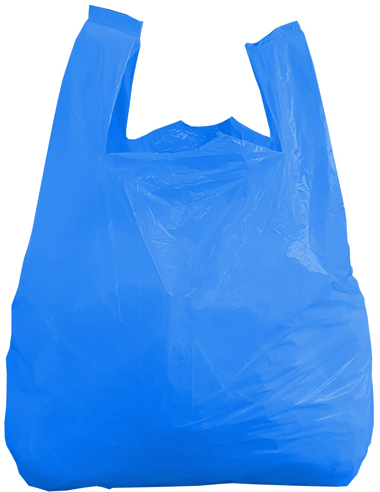 Pharos Industrial Blue Plastic Carrier Bags Large Heavy Duty Vest Carrier Bags - Eco Friendly Recycled Strong Blue Plastic Bags (100, 12” x 18” x 24”)