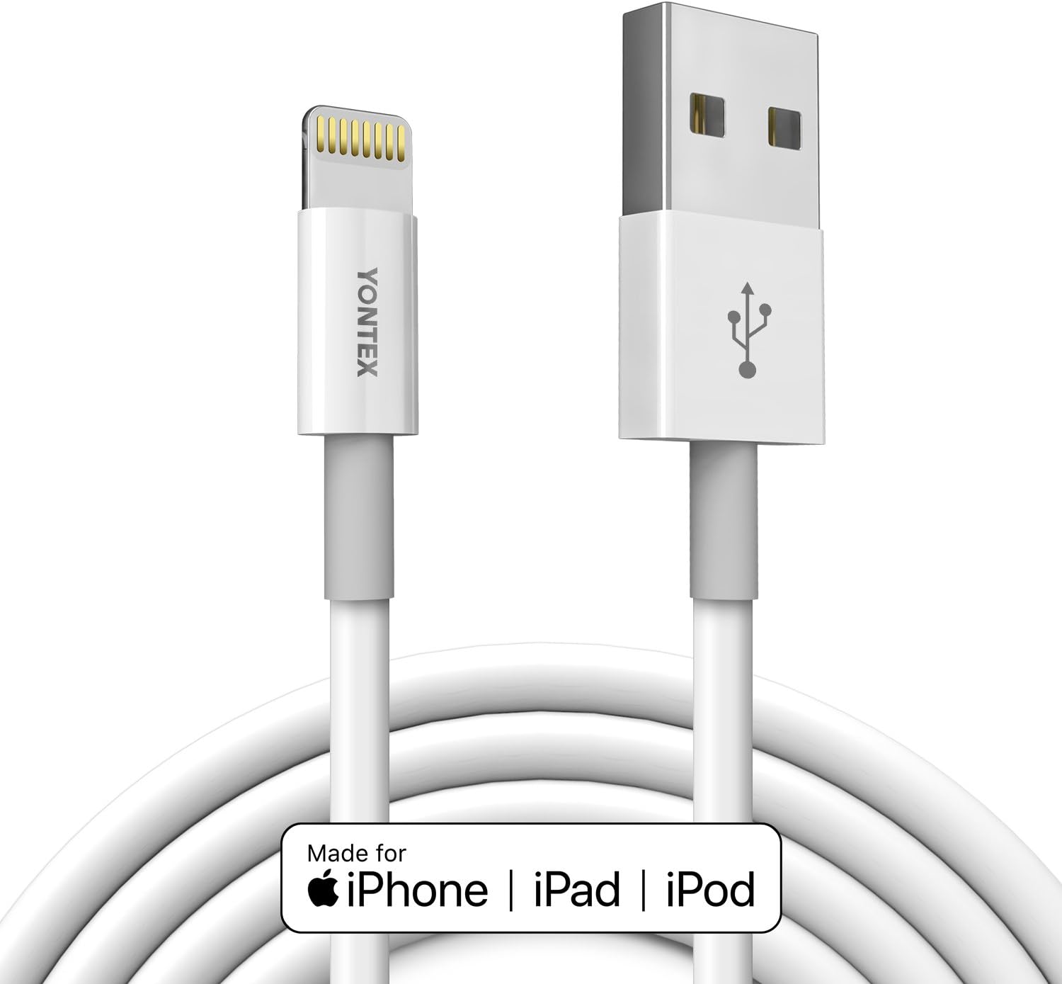 YONTEX Lightning Cable，Apple MFi Certified，1M (3FT) iPhone Lightning to USB-A Charger Cord - Singel [ 24-Month Warranty ]