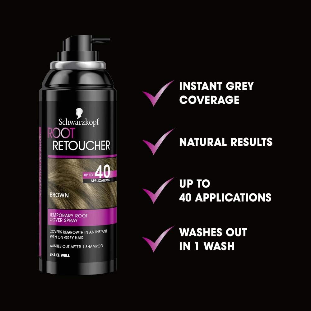 Schwarzkopf Root Retoucher, Instant Temporary Hair Dye Spray for Brunette Regrowth Brown Duo Box, 240 ml (Pack of 1) - Image 5