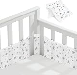 Aolso Cot Bumper 2PCS Breathable Mesh Crib Rail Cover Star Pattern