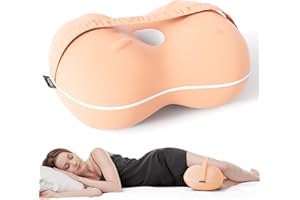 Ruizman Knee Pillow for Side Sleepers - Memory Foam Leg Pillow for Side Sleeping - Coooling Side Sleeper Leg Positioner Pillows for Pregnancy, Hip Pain, Spine Alignment (Peachpuff)