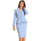 Allegra K 2 Piece Suit Skirt Sets for Women Blazer and Pencil Skirts Formal Office Business Casual Outfits