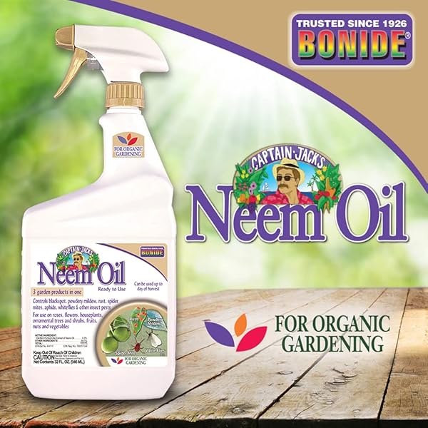 BONIDE CAPTAIN JACK’S NEEM OIL, 32 OZ READY-TO-USE SPRAY, MULTI-PURPOSE FUNGICIDE, INSECTICIDE AND MITICIDE FOR ORGANIC GARDENING
