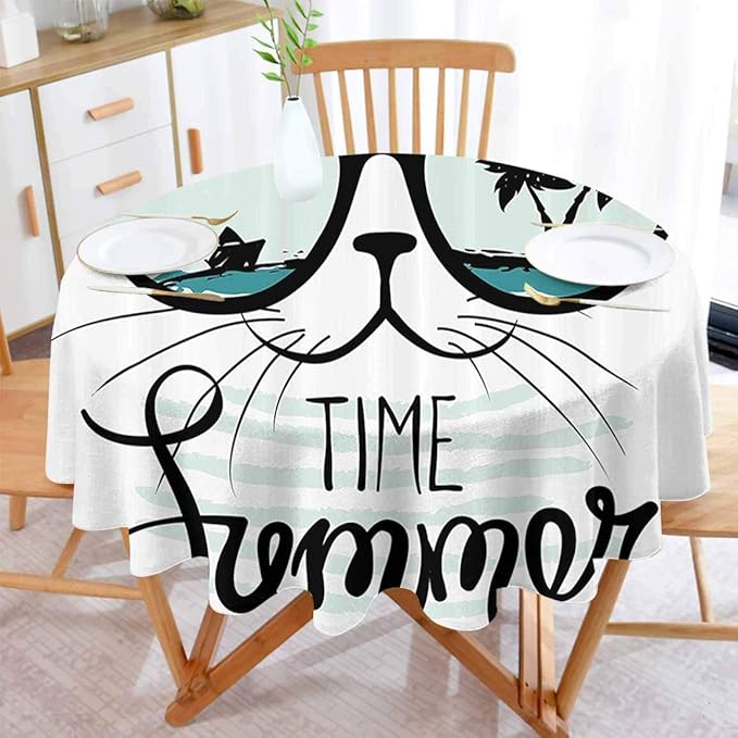 ScottDecor - Mantel redondo para Acción de Gracias, diseño de gato